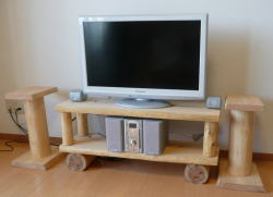 桧のテレビ台とスピーカースタンド テレビボード